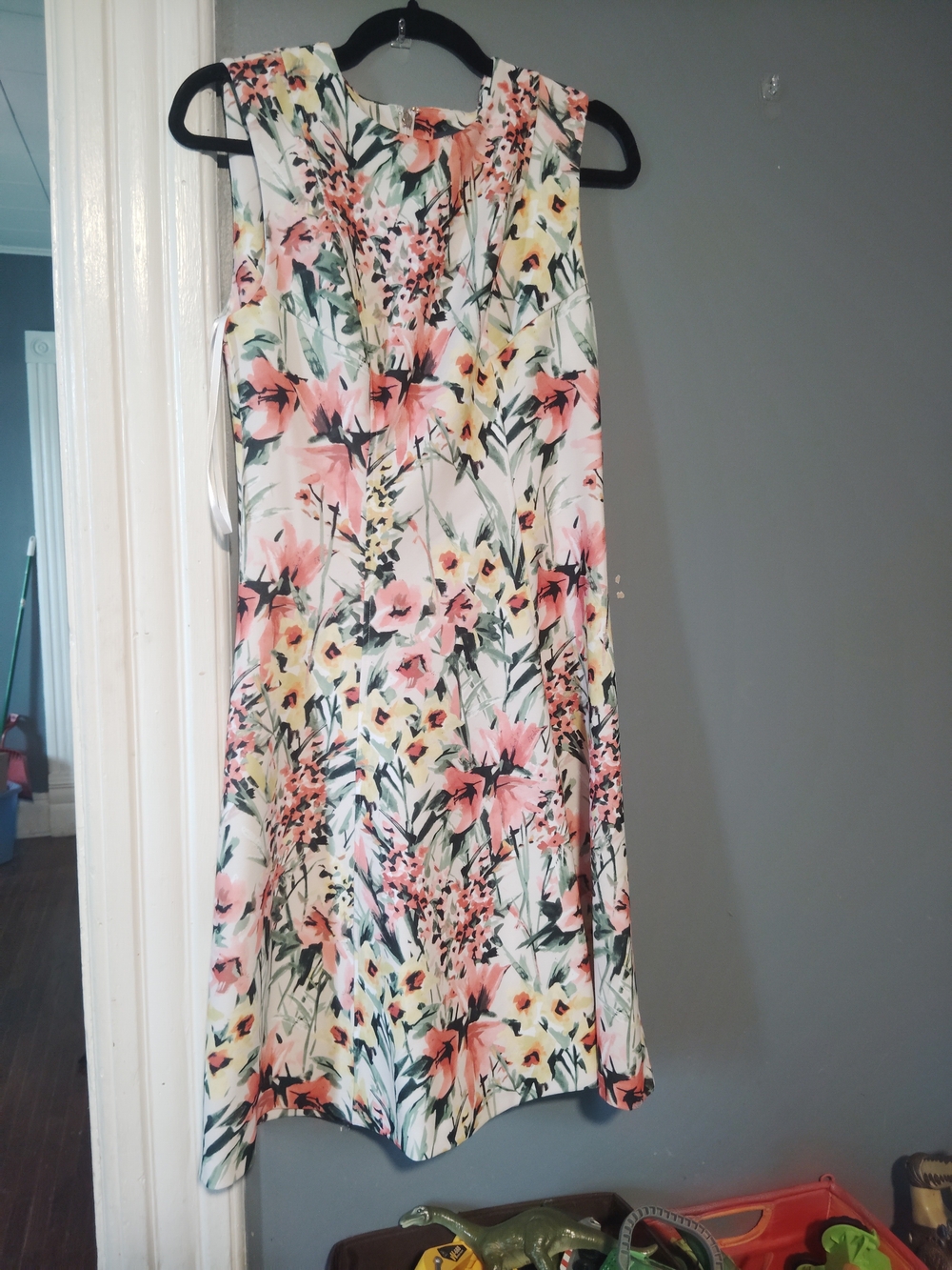 Tommy Hilfiger Coral & Green Floral Sleeveless Dress